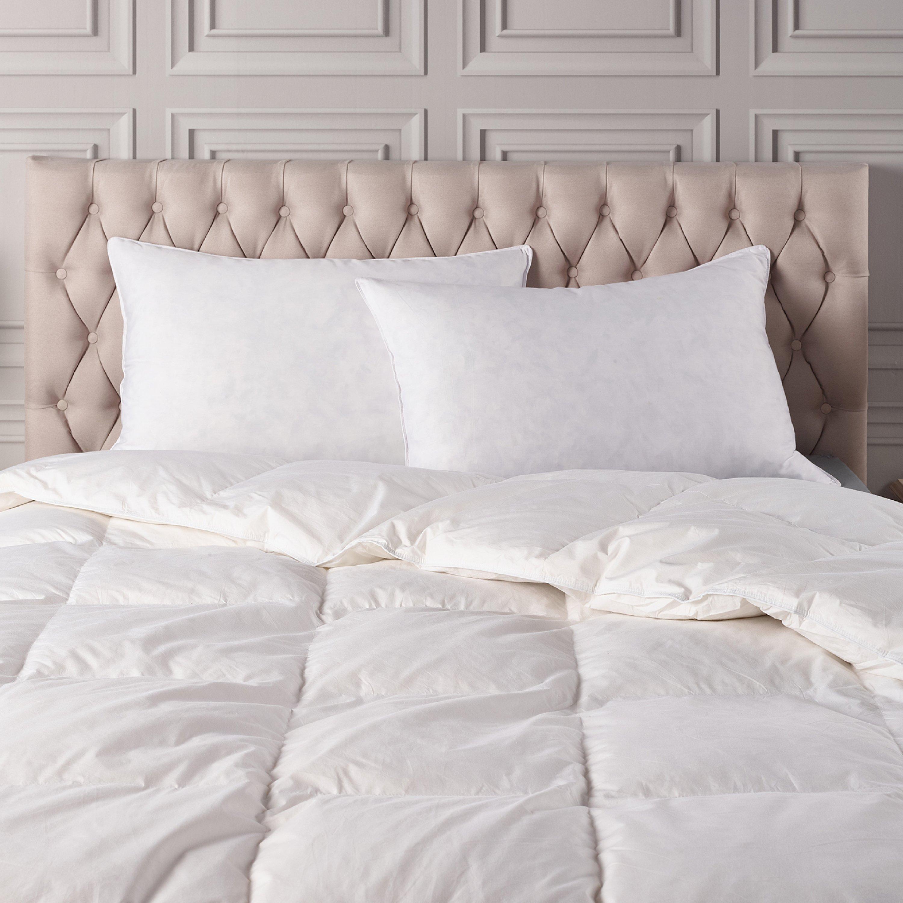 White - Downland - Luxury Cotton Goose Feather & Down Pillow Pair - 4
