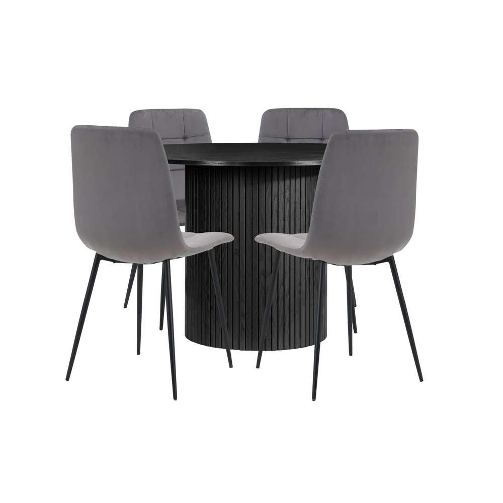 Black - Birlea - Axel Round Fluted Dining Table with 4 Chairs - 5