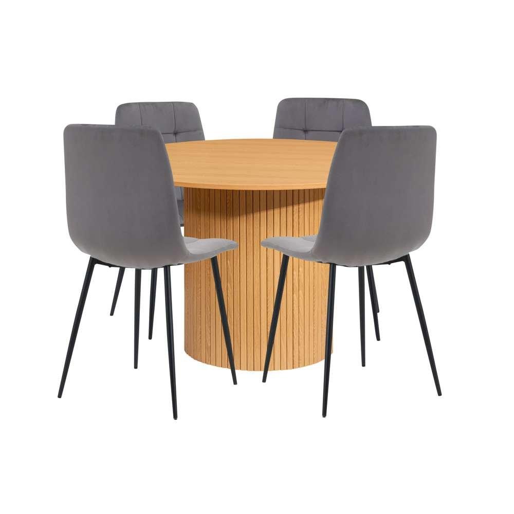 Nude - Birlea - Axel Round Fluted Dining Table with 4 Chairs - 5