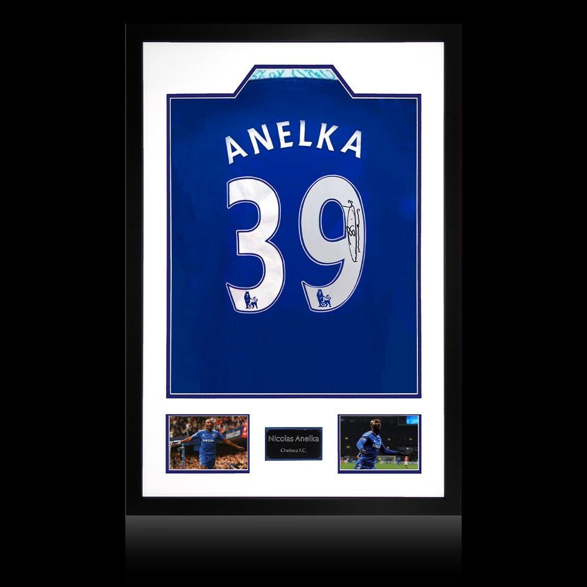 The Fan Cave  Nicolas Anelka Signed Chelsea Shirt Premium Frame - Blue - 850mm x 60