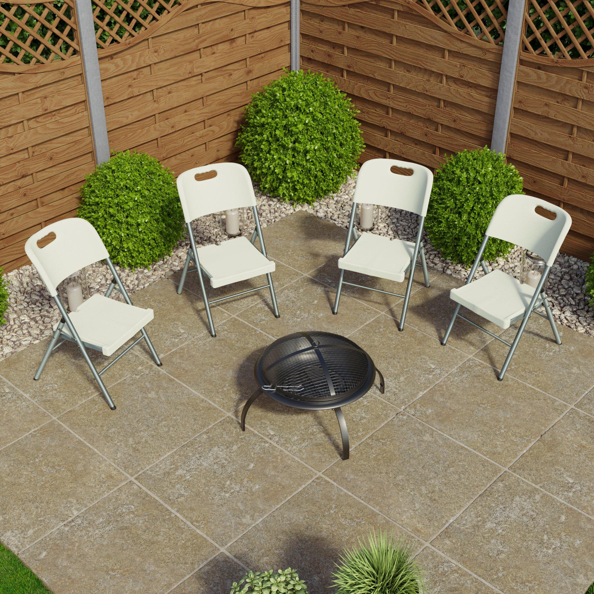 White - Lassic - Home Vida Set of 4 Outdoor Indoor Folding Chairs - 3