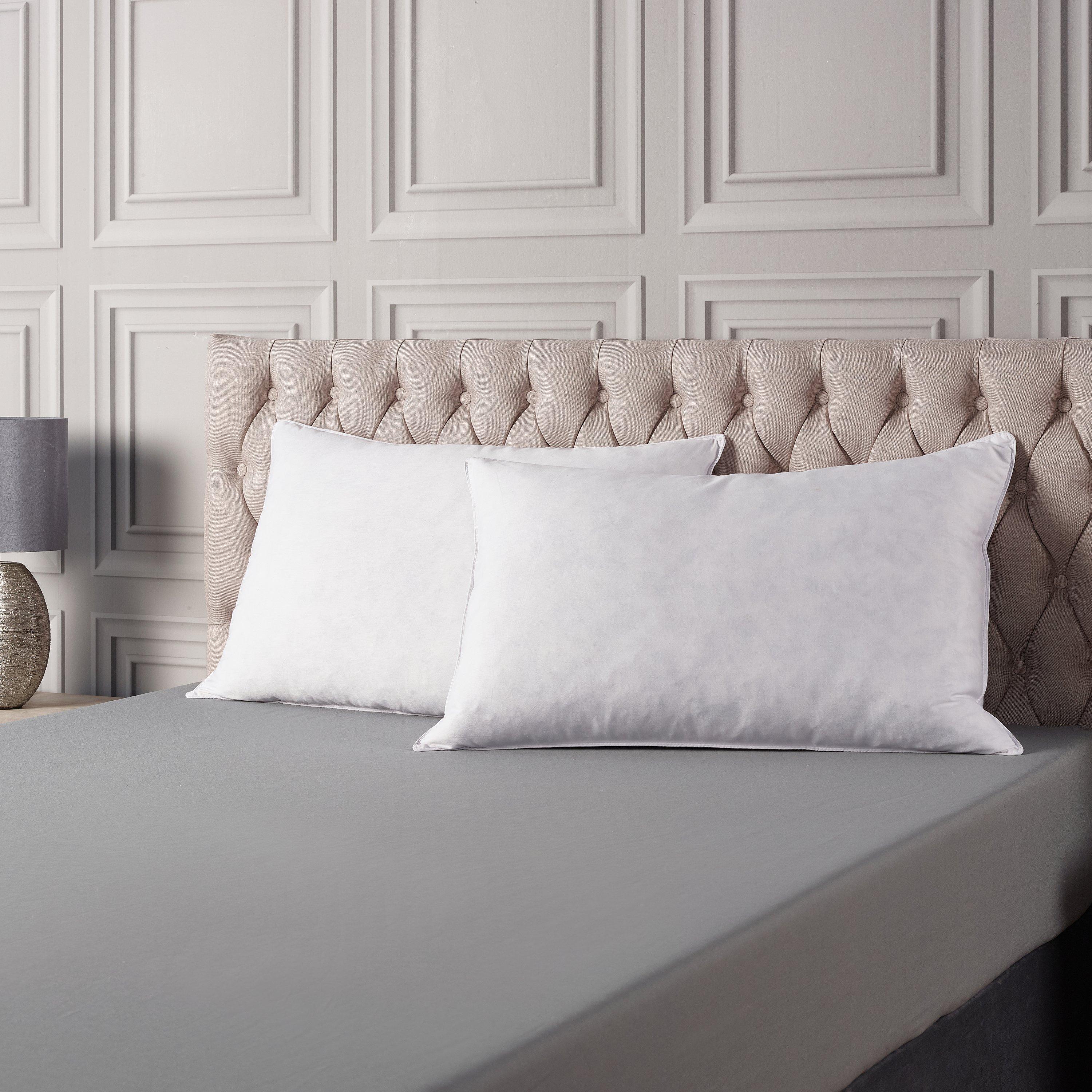 White - Downland - Luxury Cotton Duck Feather & Down Pillow Pair - 5