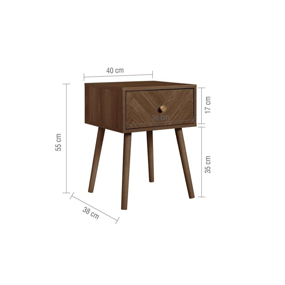 Brown - Birlea - Herringford 1 Drawer Bedside - 7