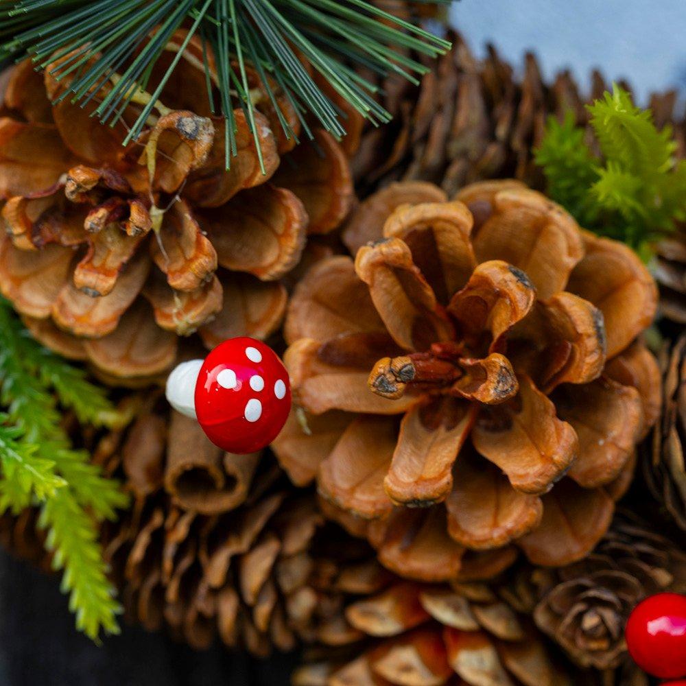Multi - YouGarden - 30cm Woodland Natural Wreath with Red Stars - 3