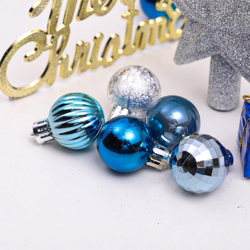 Silver And Blue - LIFE IDEAS - 30pcs Shatterproof Ornament Set with Baubles - 4