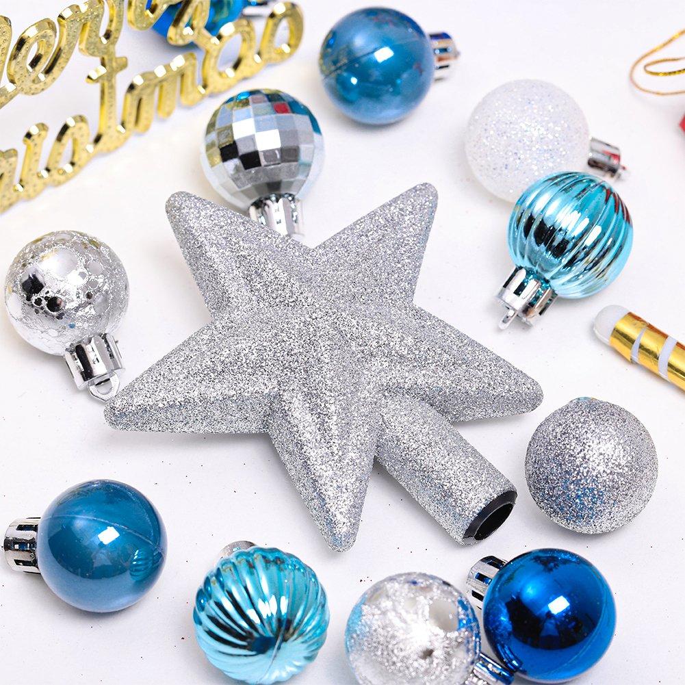 Silver And Blue - LIFE IDEAS - 30pcs Shatterproof Ornament Set with Baubles - 5