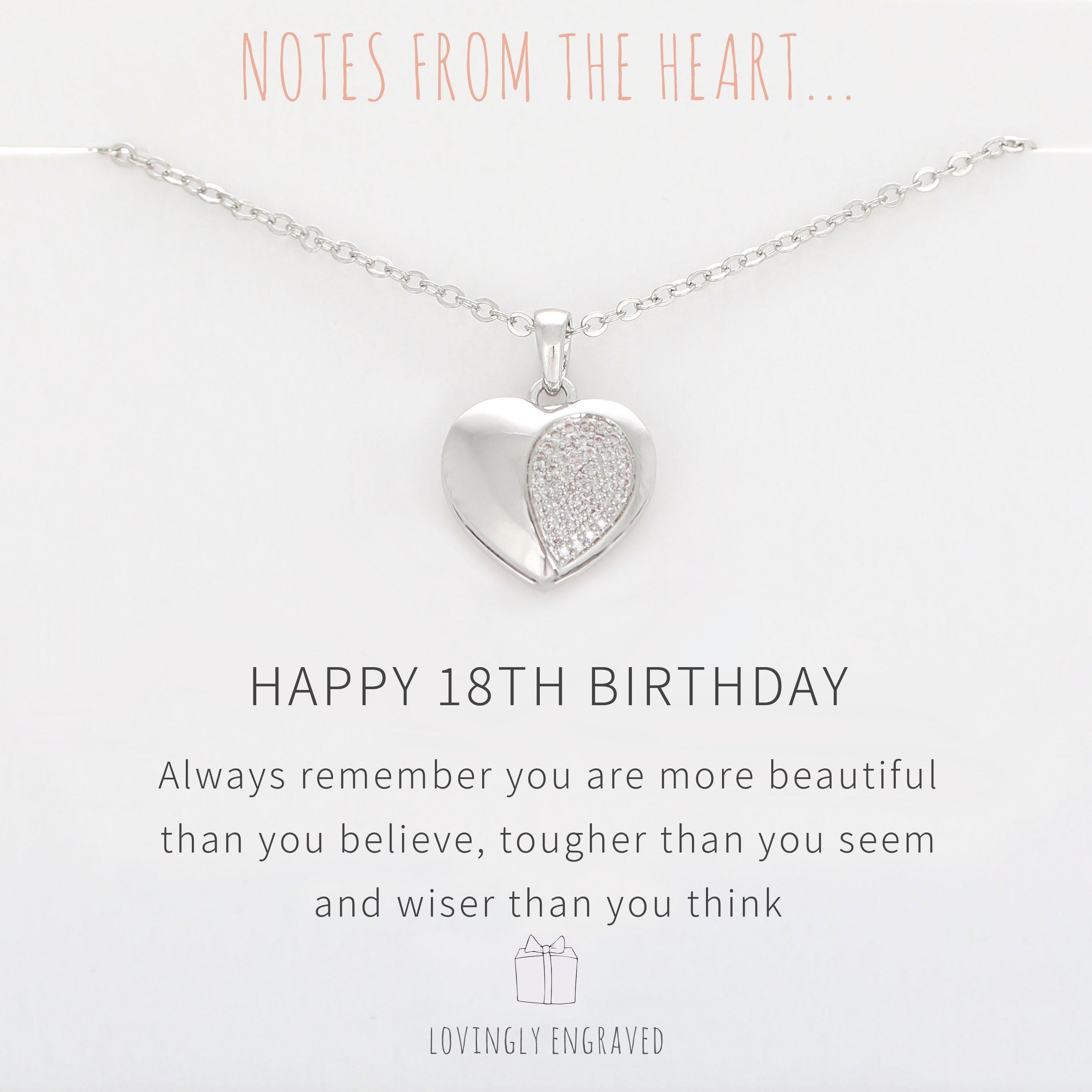 Silver - Notes From The Heart - HAPPY 18TH BIRTHDAY Engraved Message Pendant - 1