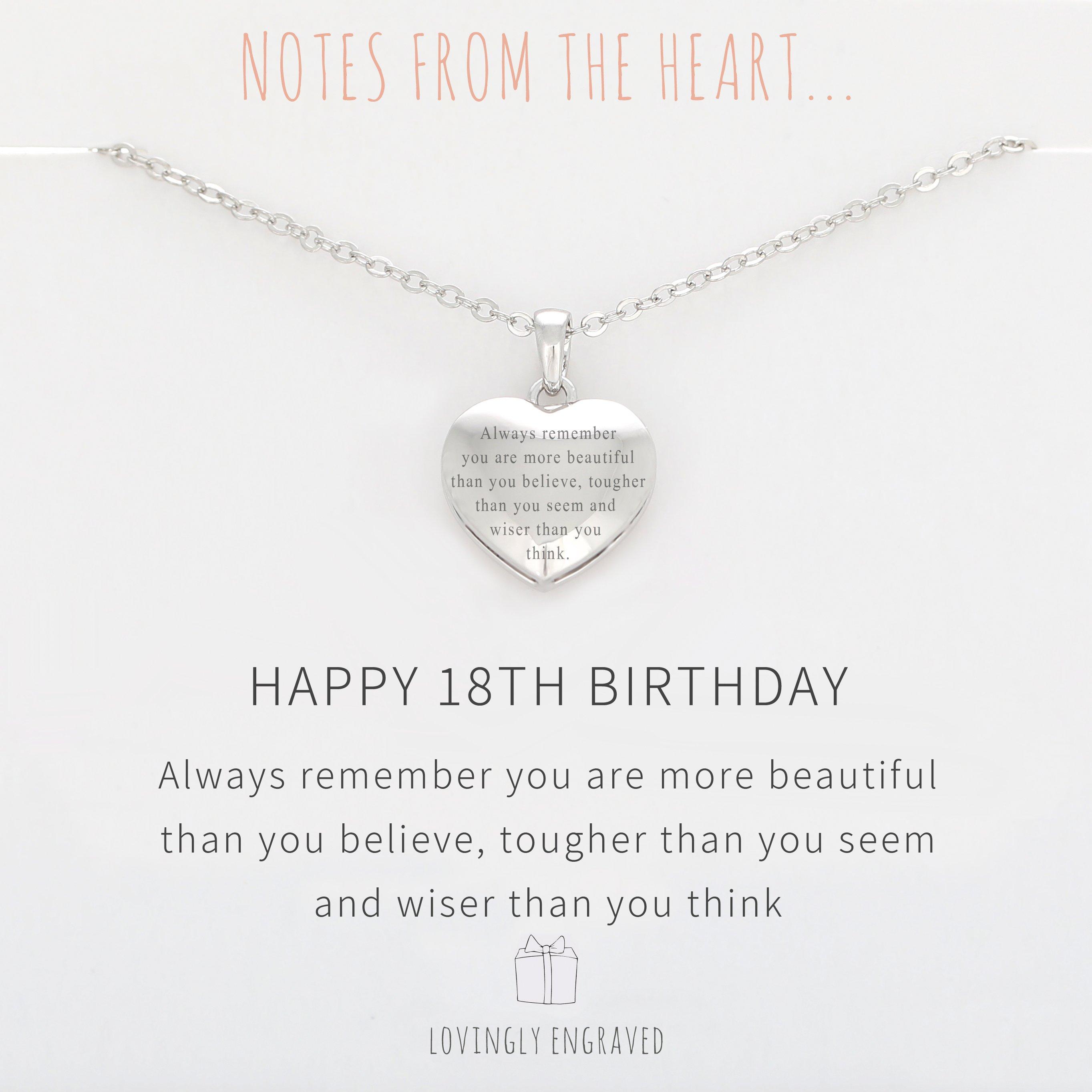 Silver - Notes From The Heart - HAPPY 18TH BIRTHDAY Engraved Message Pendant - 2