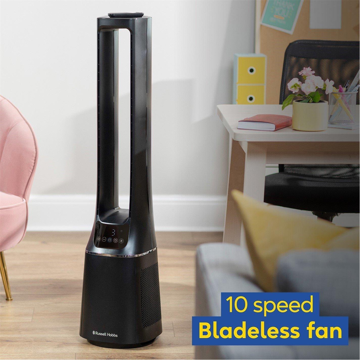 Black - Russell Hobbs - RHBLDL12B 10 Speed Bladeless Fan in Black - 3