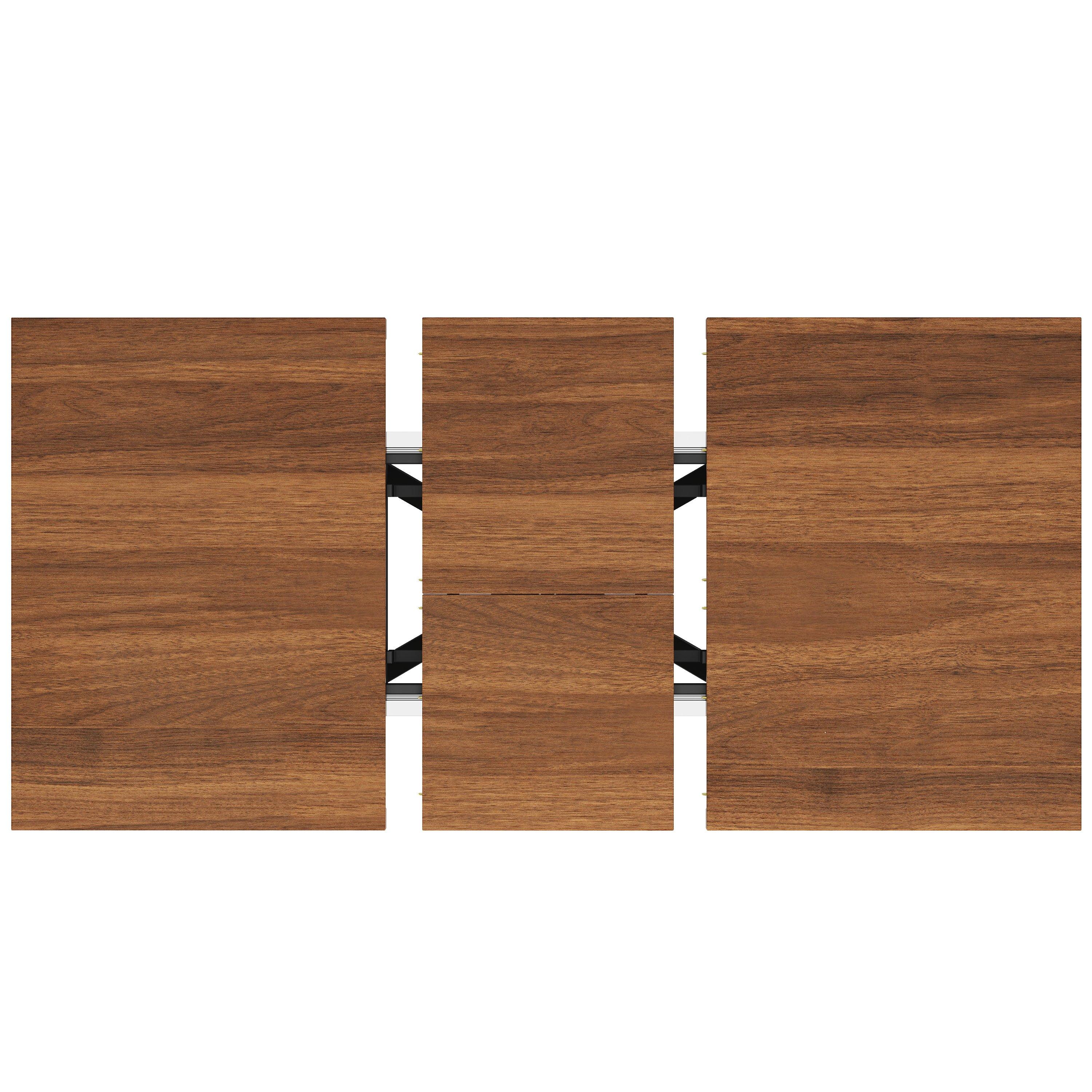 Brown - Urban Meuble - Extendable Dining Table with Star Metal Base - 11