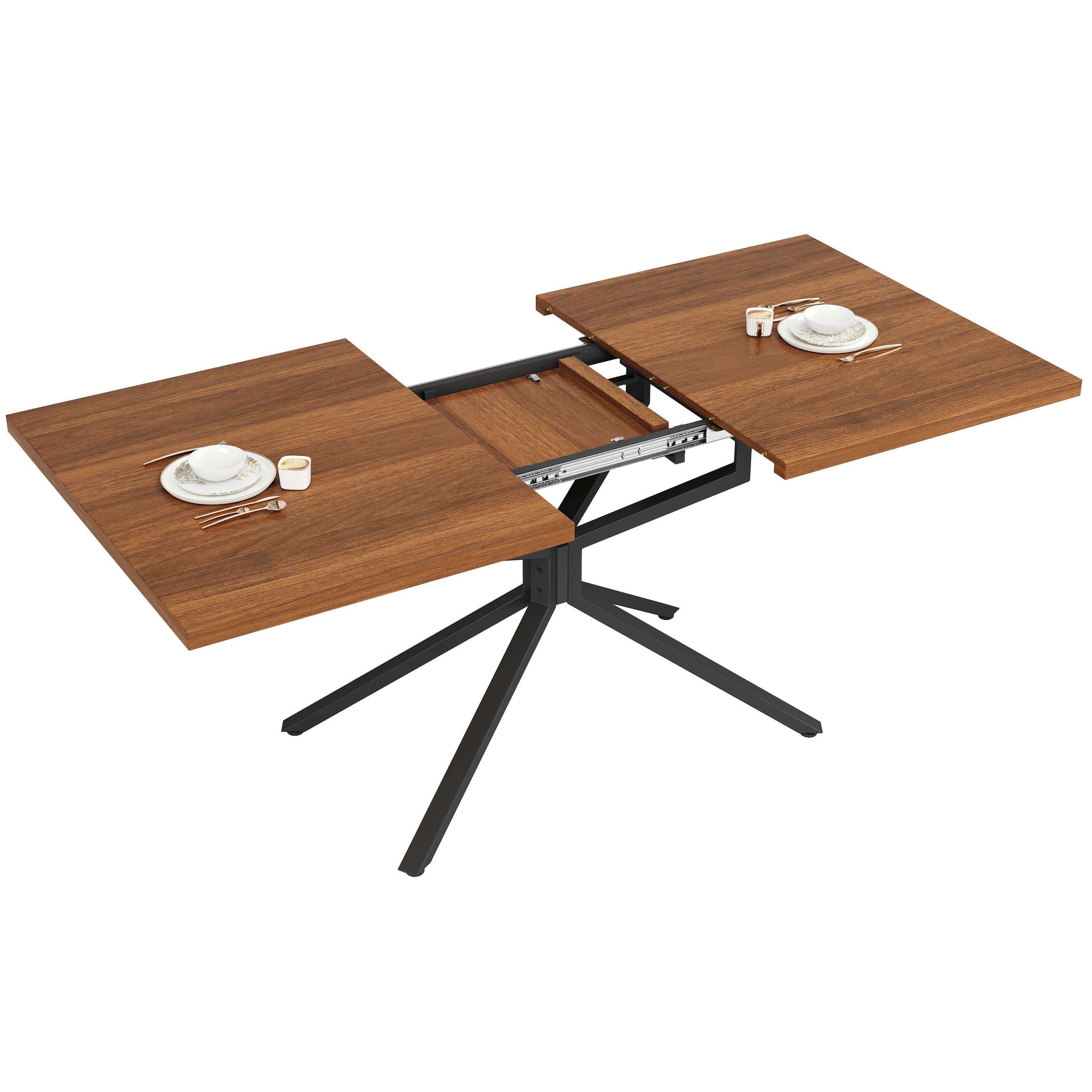 Brown - Urban Meuble - Extendable Dining Table with Star Metal Base - 13
