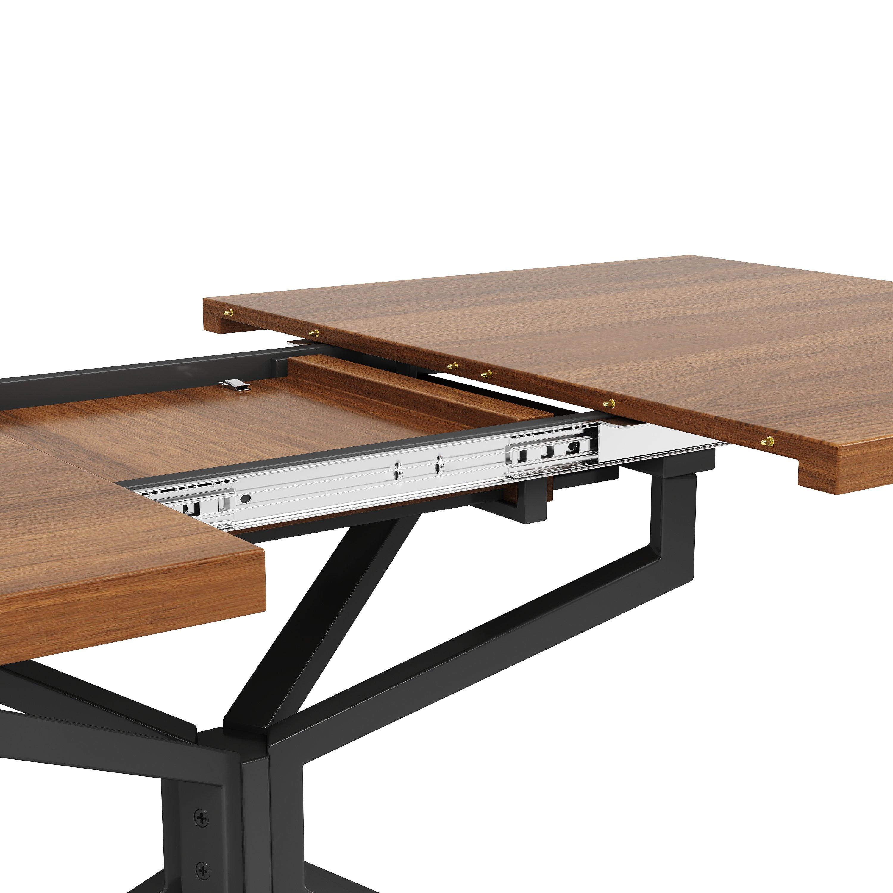 Brown - Urban Meuble - Extendable Dining Table with Star Metal Base - 14