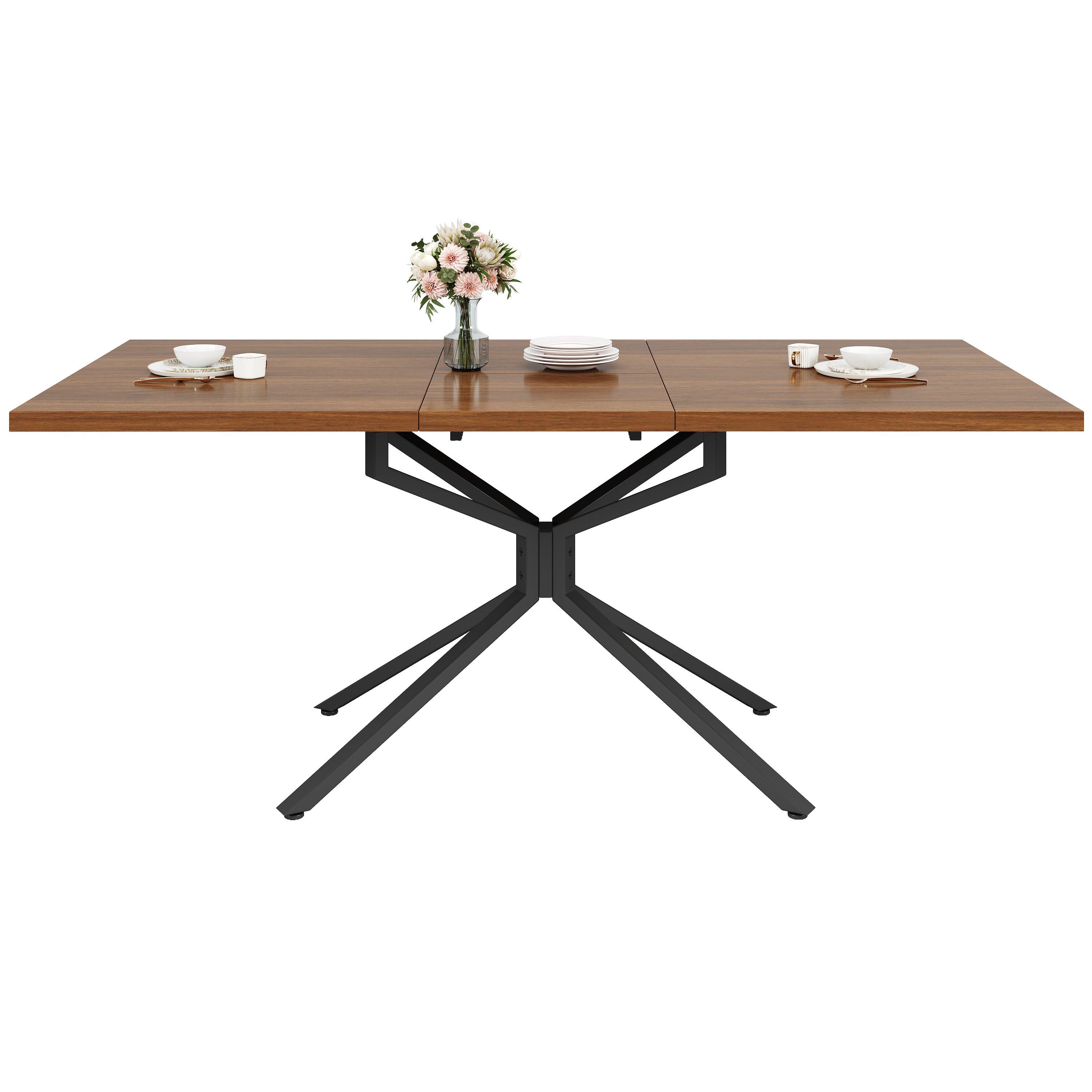 Brown - Urban Meuble - Extendable Dining Table with Star Metal Base - 5