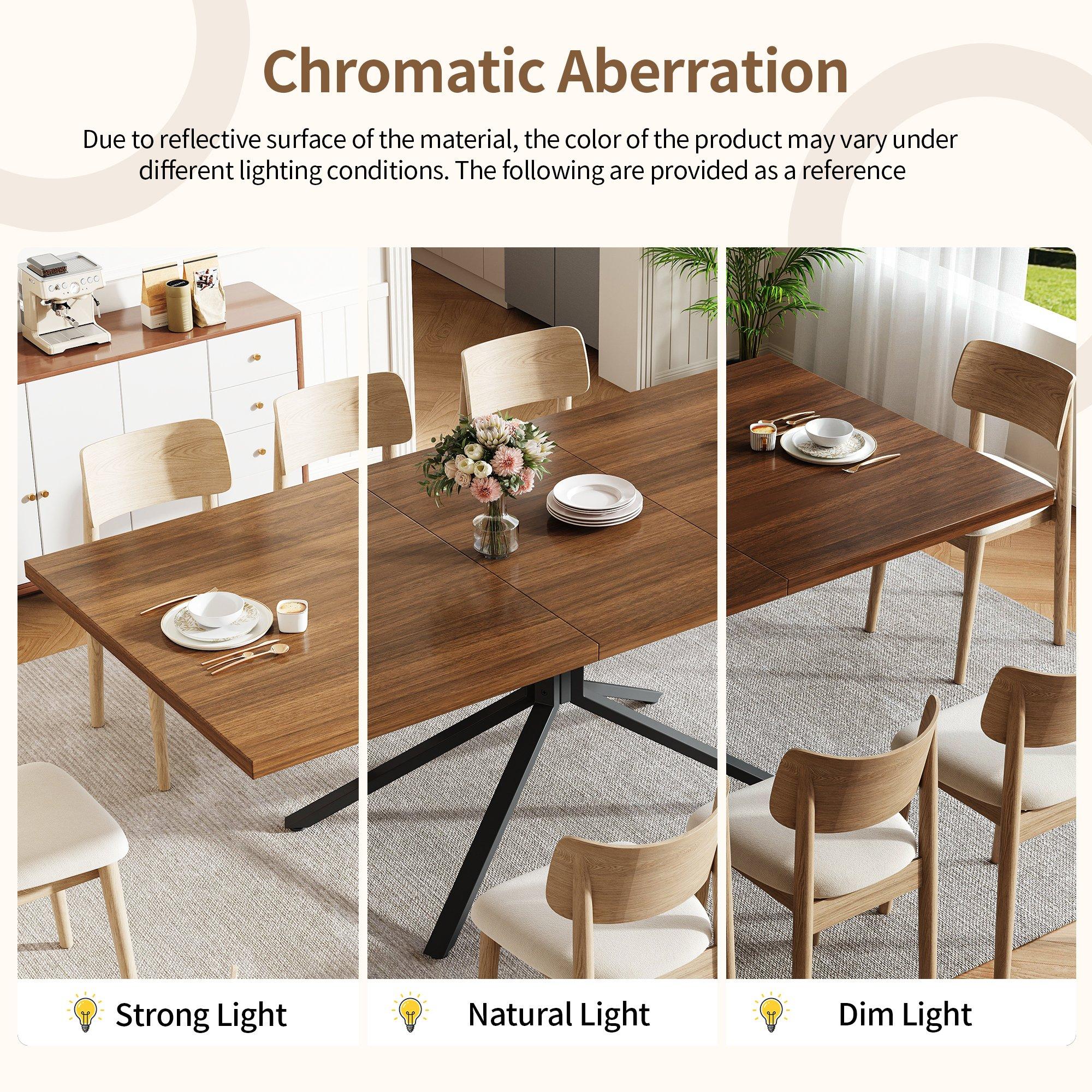 Brown - Urban Meuble - Extendable Dining Table with Star Metal Base - 9