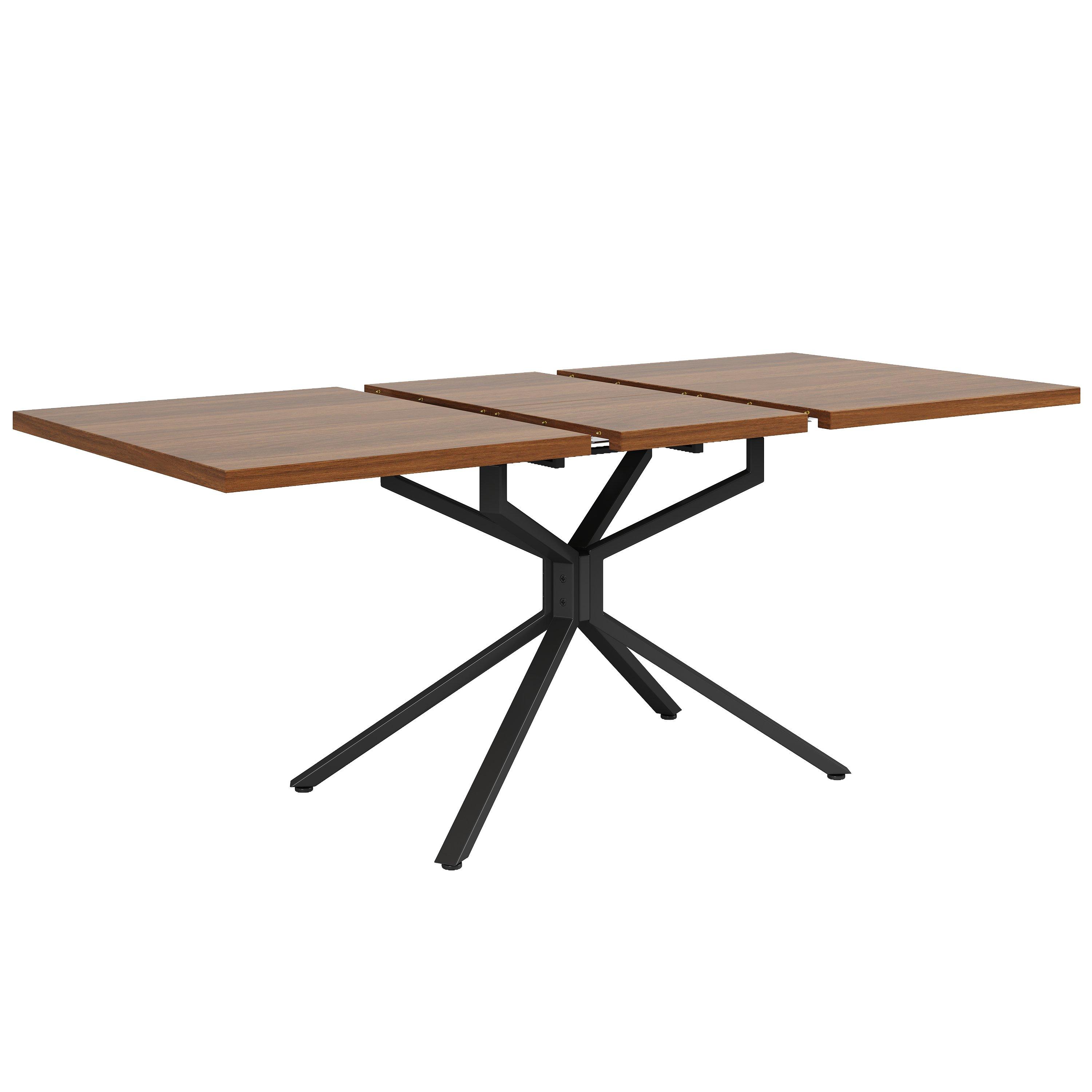 Brown - Urban Meuble - Extendable Dining Table with Star Metal Base - 10