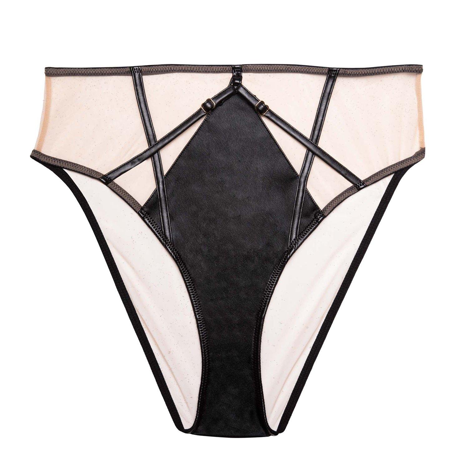 Black - Playful Promises - Ramona Black Leatherette High Waist Brief - 3