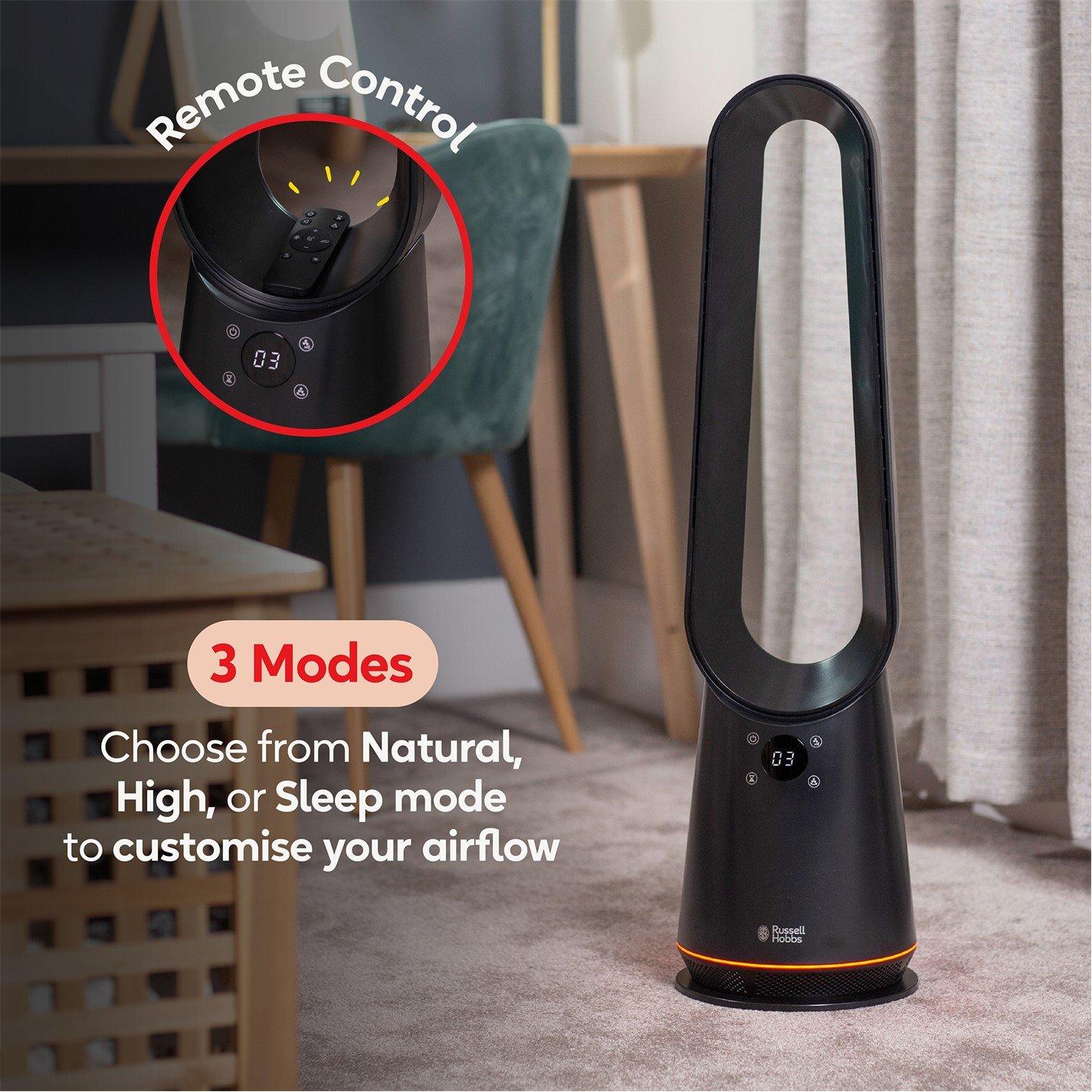 Black - Russell Hobbs - RHBLDLC25B Bladeless Cooling Fan - Black - 6