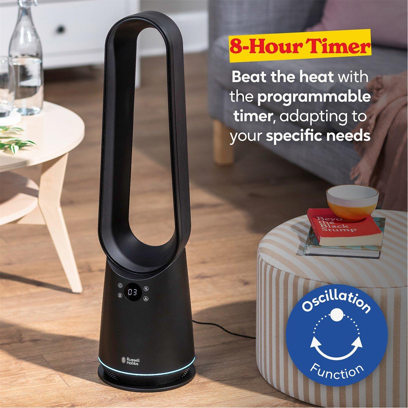 Black - Russell Hobbs - RHBLDLC25B Bladeless Cooling Fan - Black - 7
