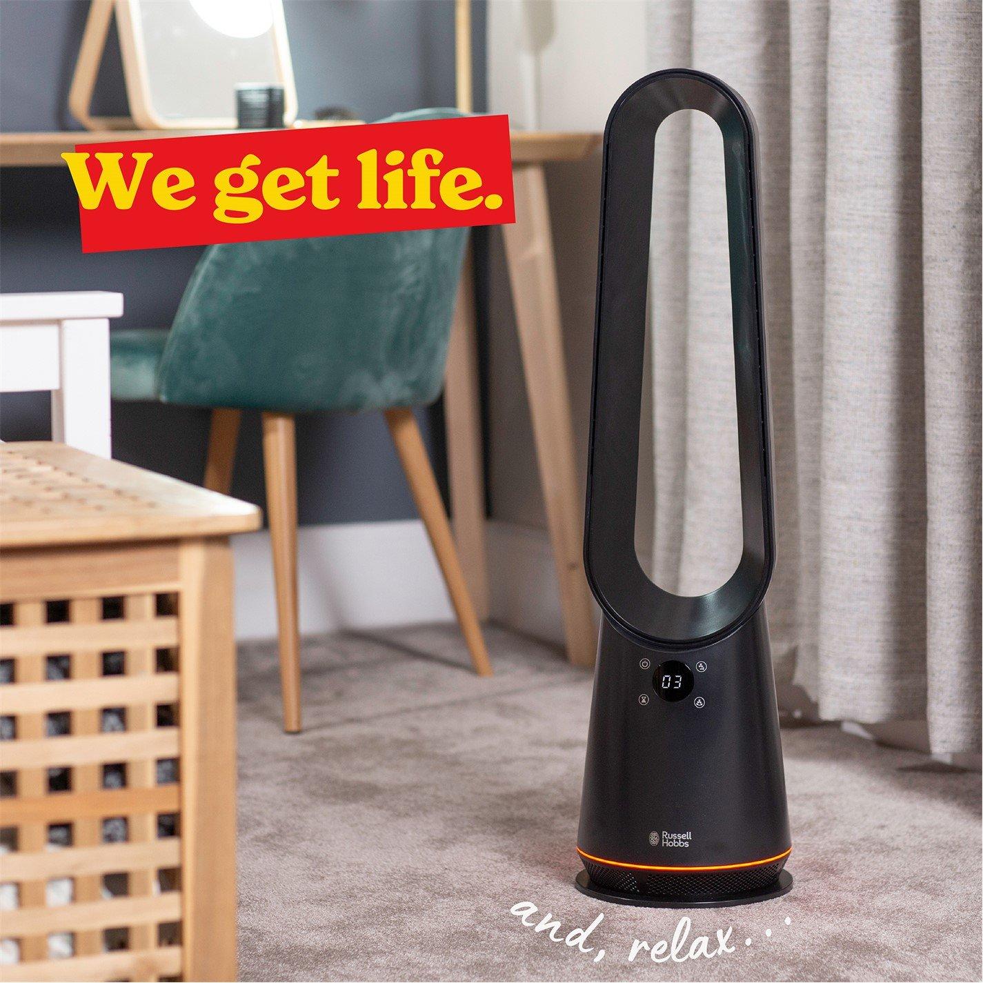 Black - Russell Hobbs - RHBLDLC25B Bladeless Cooling Fan - Black - 9