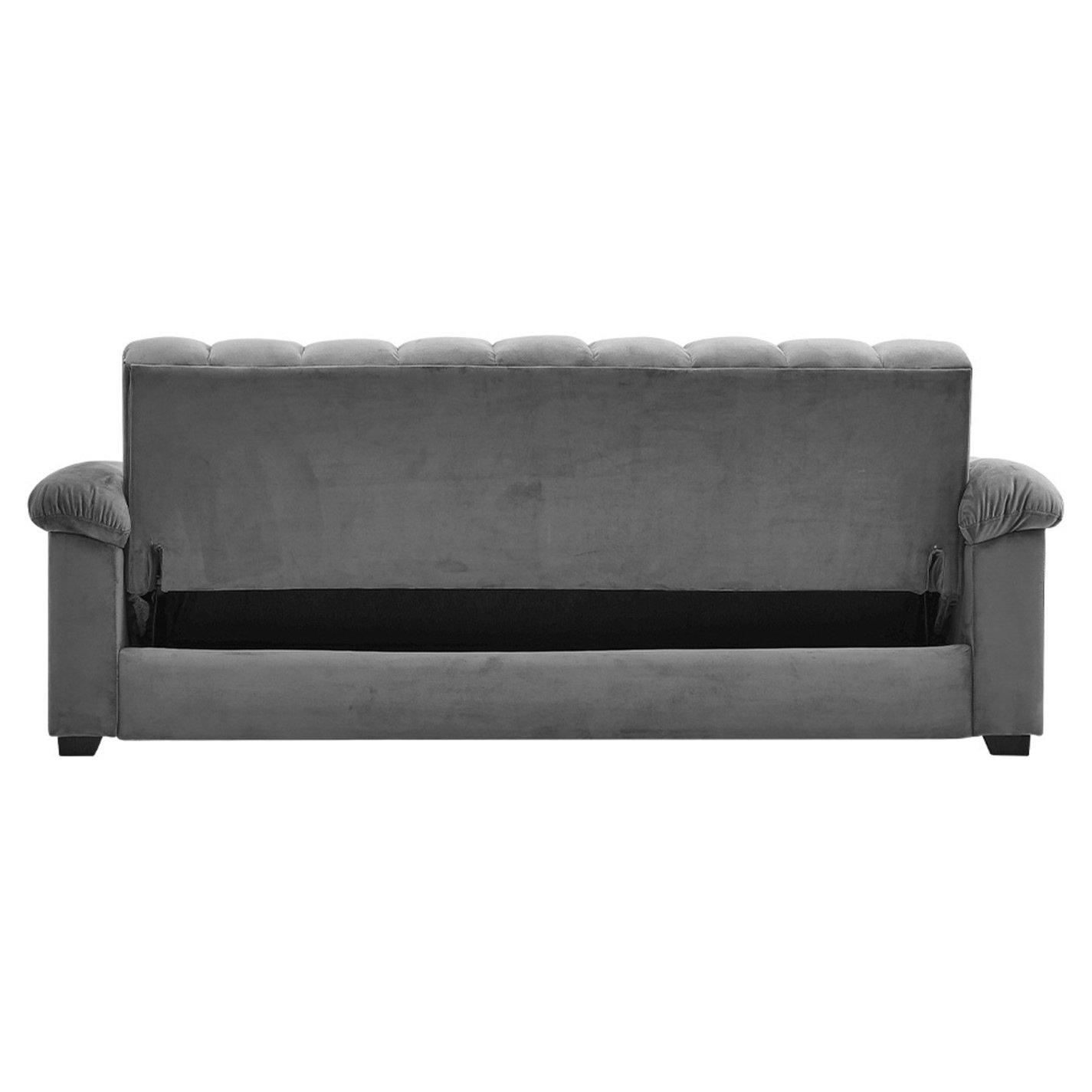 Grey - Kabinet UK - Modern Soft Channel Sleeper Sofa Bed Grey - 4