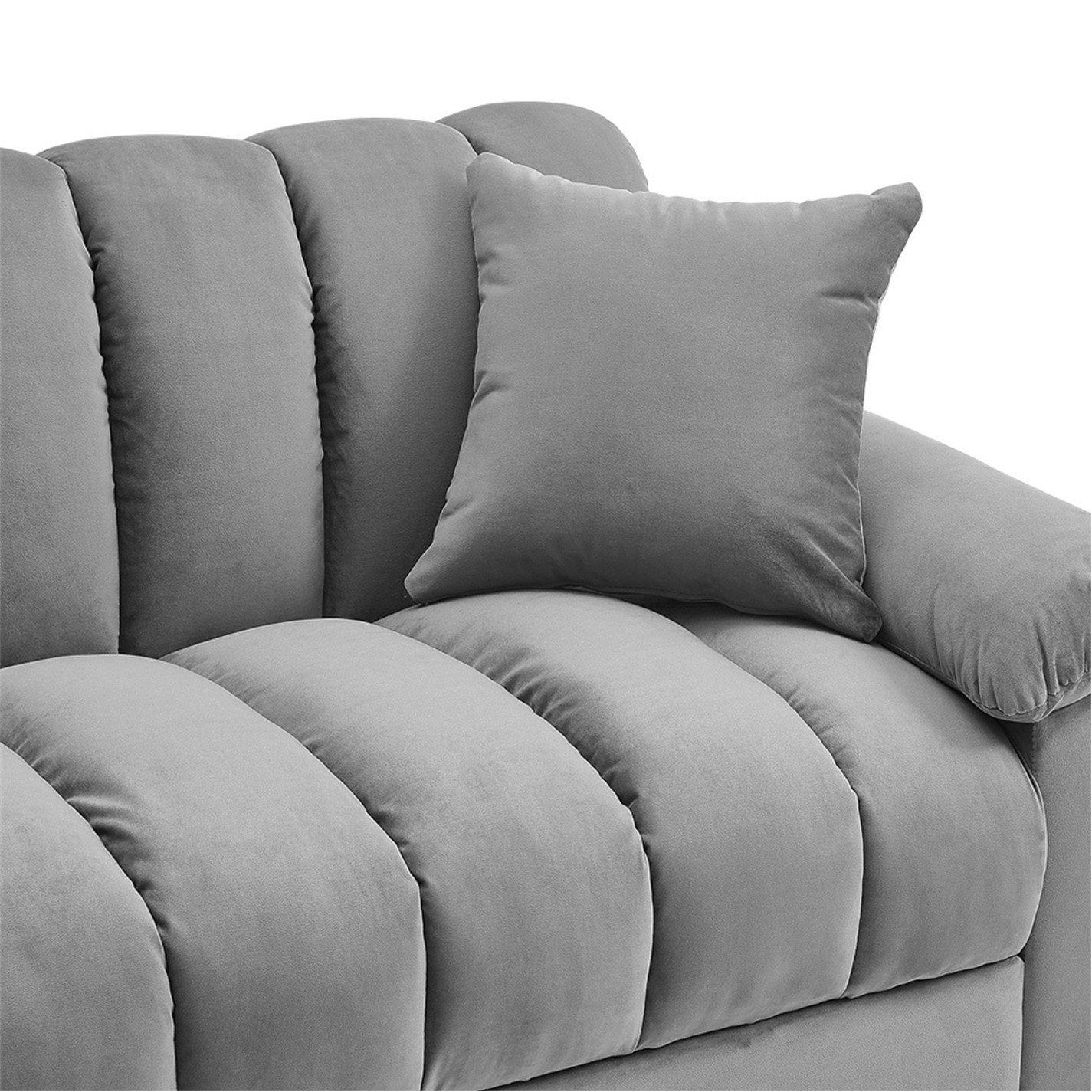 Grey - Kabinet UK - Modern Soft Channel Sleeper Sofa Bed Grey - 5