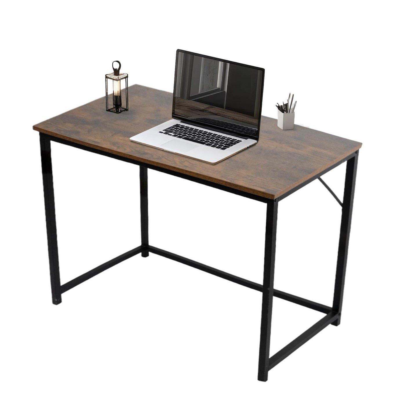 Brown - House of Home - Rustic Brown Desk with Black Coated Metal Frame - 7