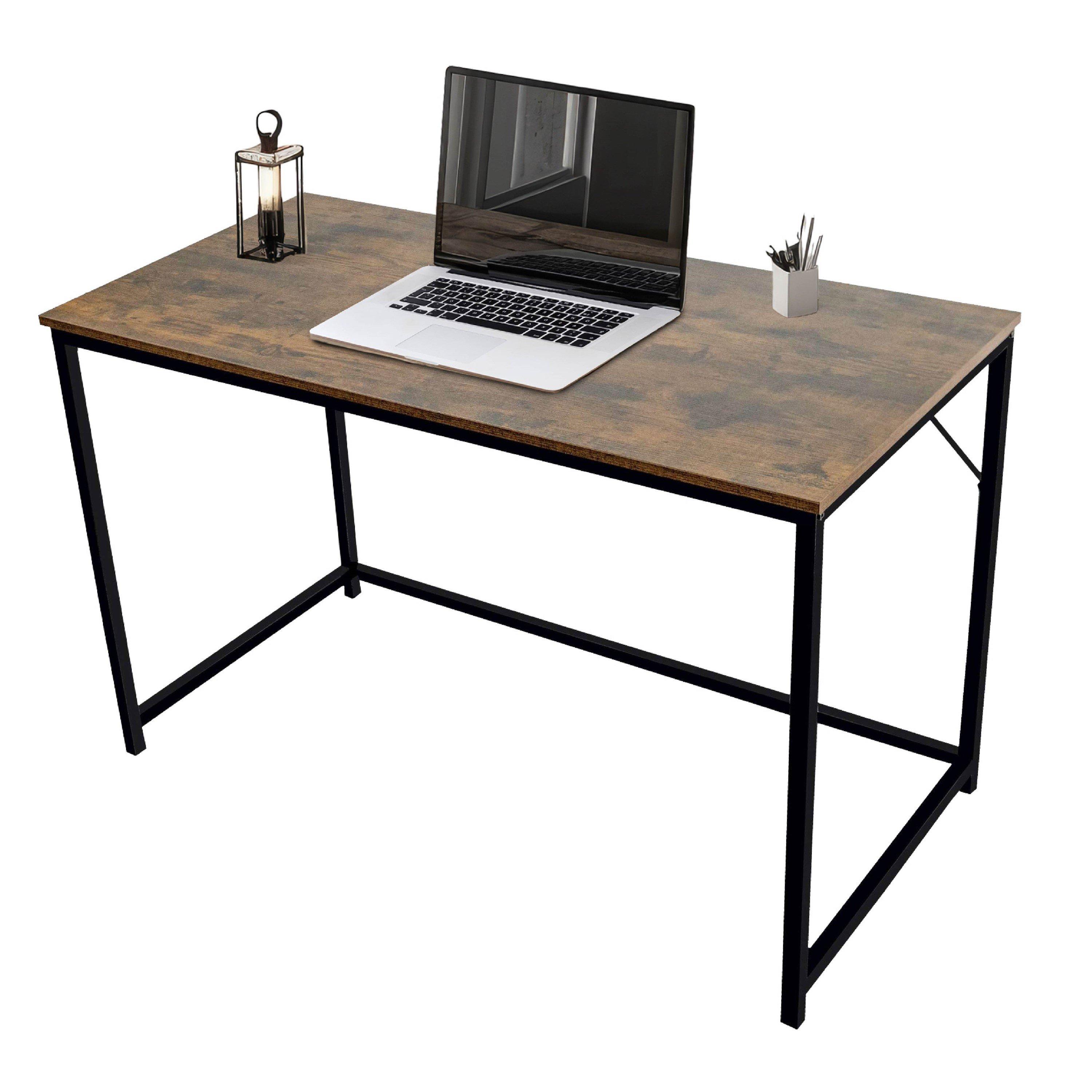 Rustic Brown - House of Home - Rustic Brown Large Desk with Black Metal Frame - 1