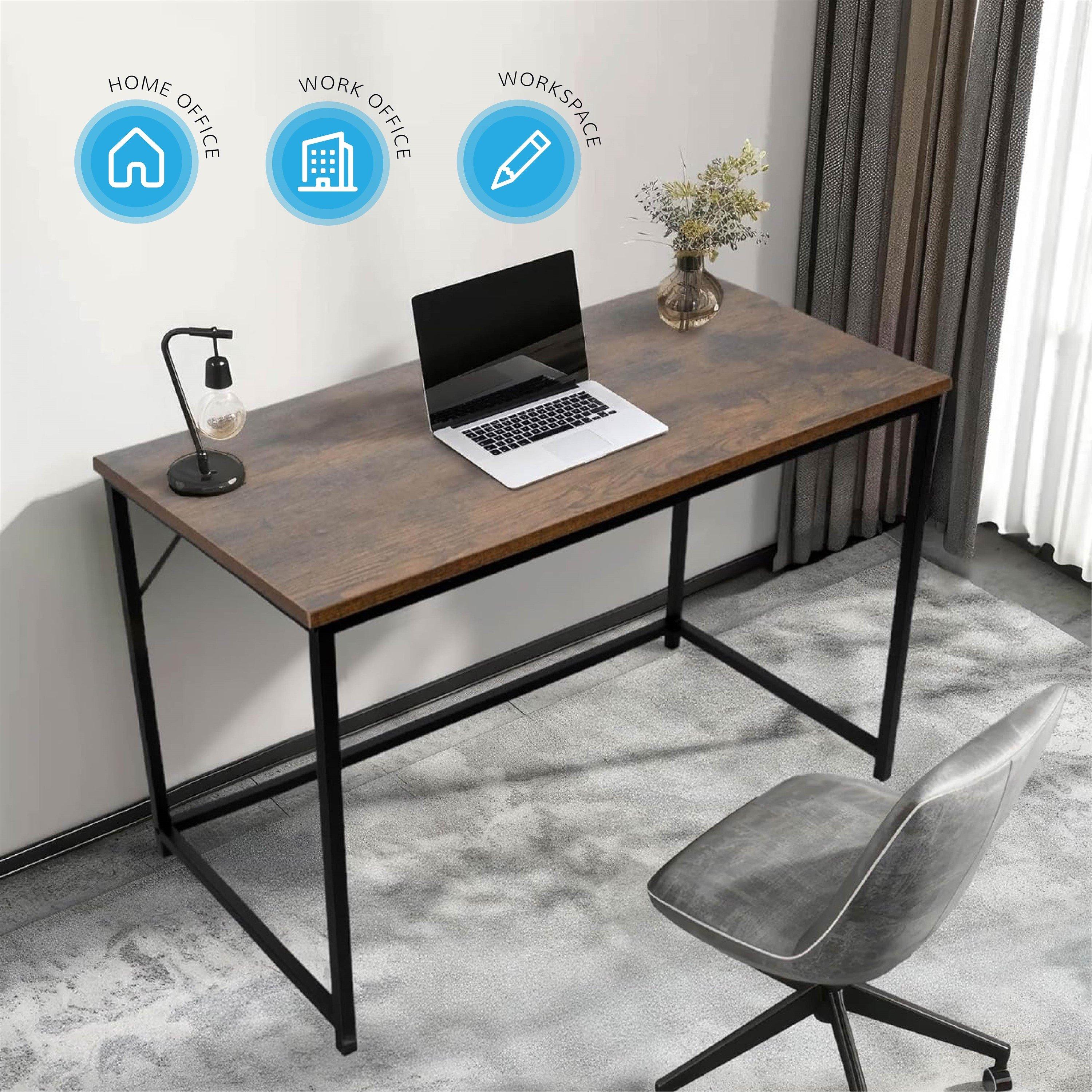 Rustic Brown - House of Home - Rustic Brown Large Desk with Black Metal Frame - 2