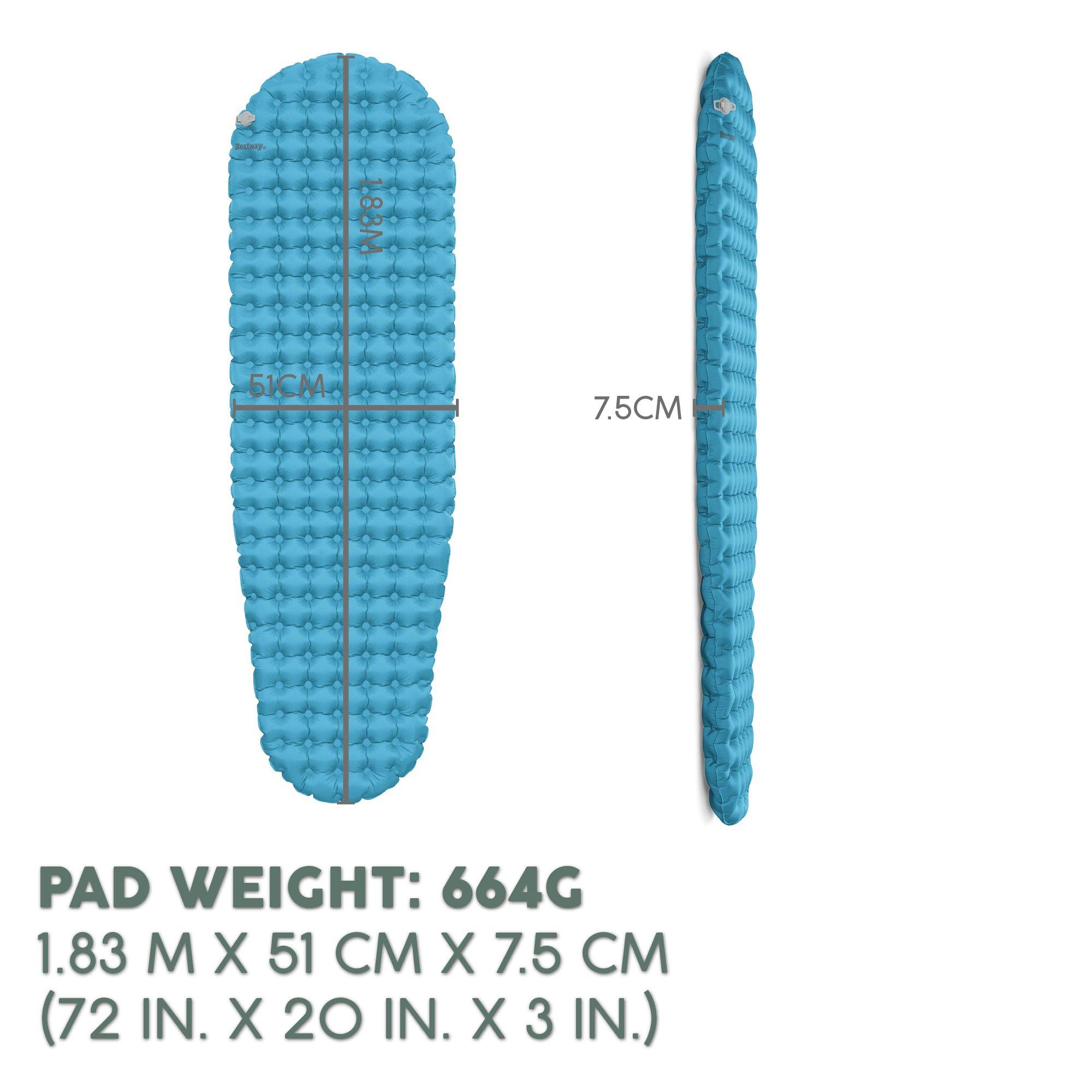 Blue - Bestway - AlpineLite Insulated Regular Mummy Sleeping Pad - 6