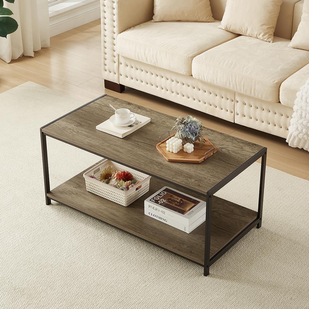 Rustic Grey - House of Home - Coffee Table RusticGrey with Metal Frame - 1