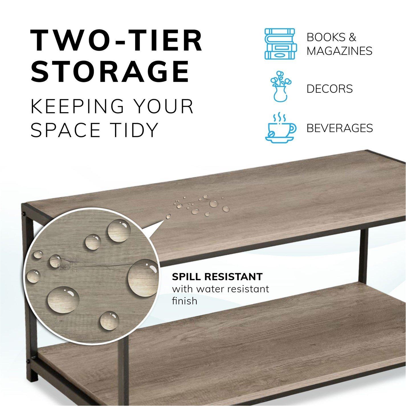 Rustic Grey - House of Home - Coffee Table RusticGrey with Metal Frame - 5