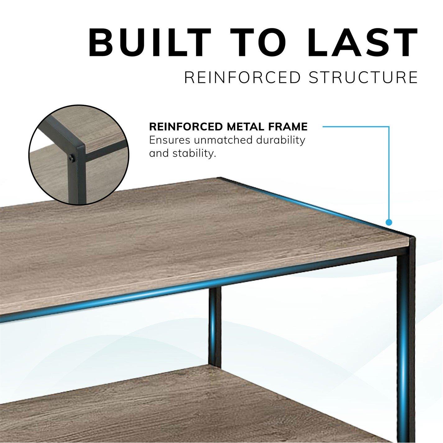 Rustic Grey - House of Home - Coffee Table RusticGrey with Metal Frame - 6