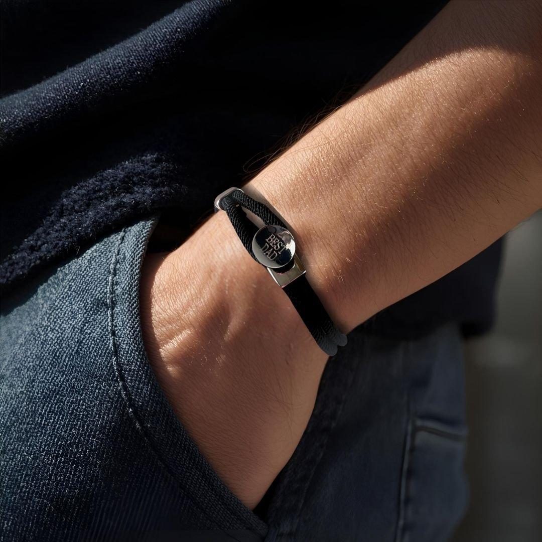 Black - Aye Do Gifts - Mens Black Braided Button Bracelet - Best Dad - 2