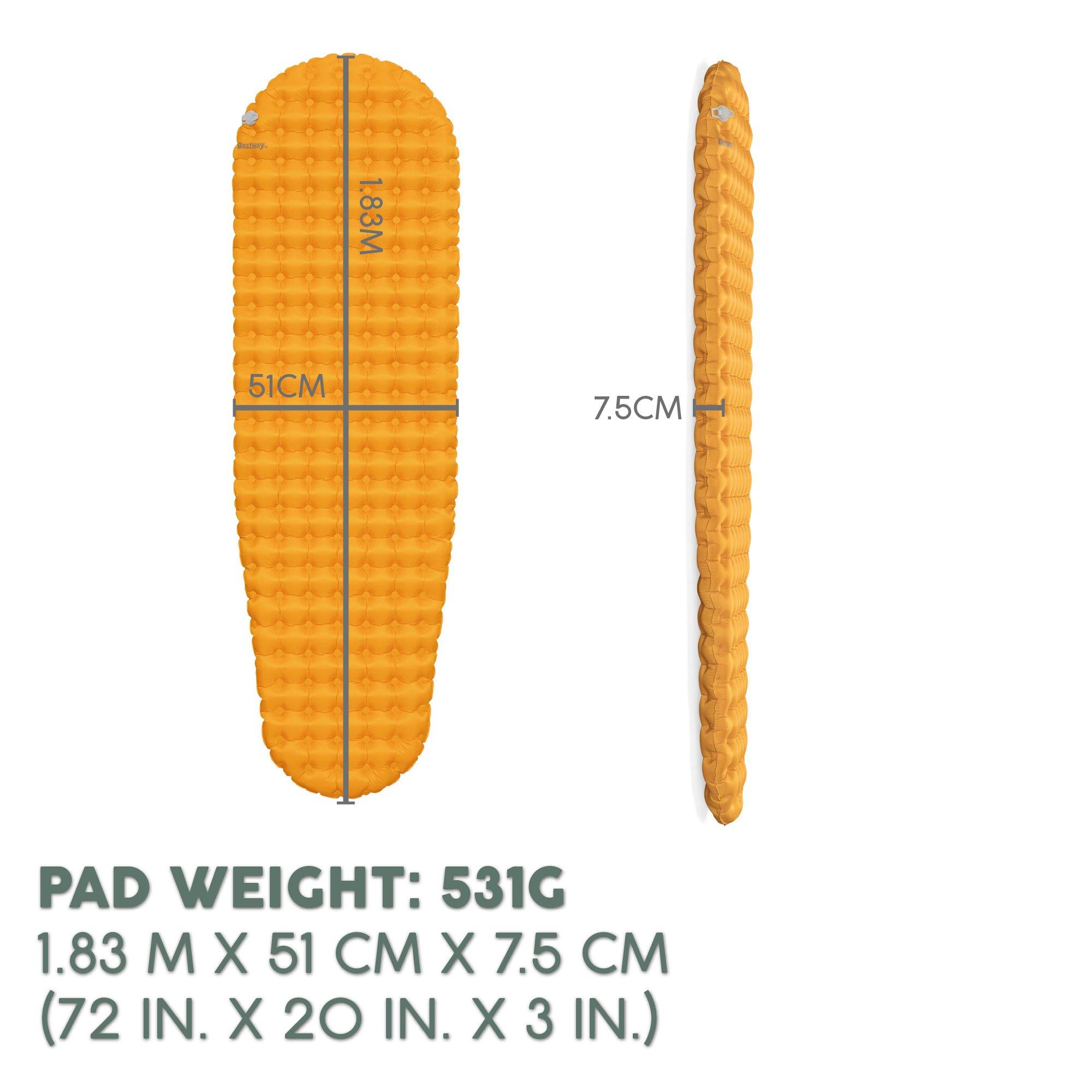 Yellow - Bestway - RidgeLite Insulated Regular Mummy Sleeping Pad - 6