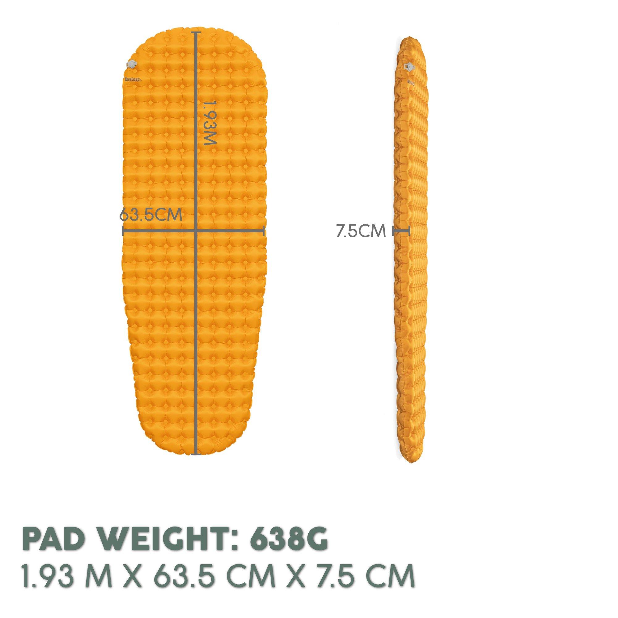 Yellow - Bestway - RidgeLite Insulated Large Mummy Sleeping Pad - 6