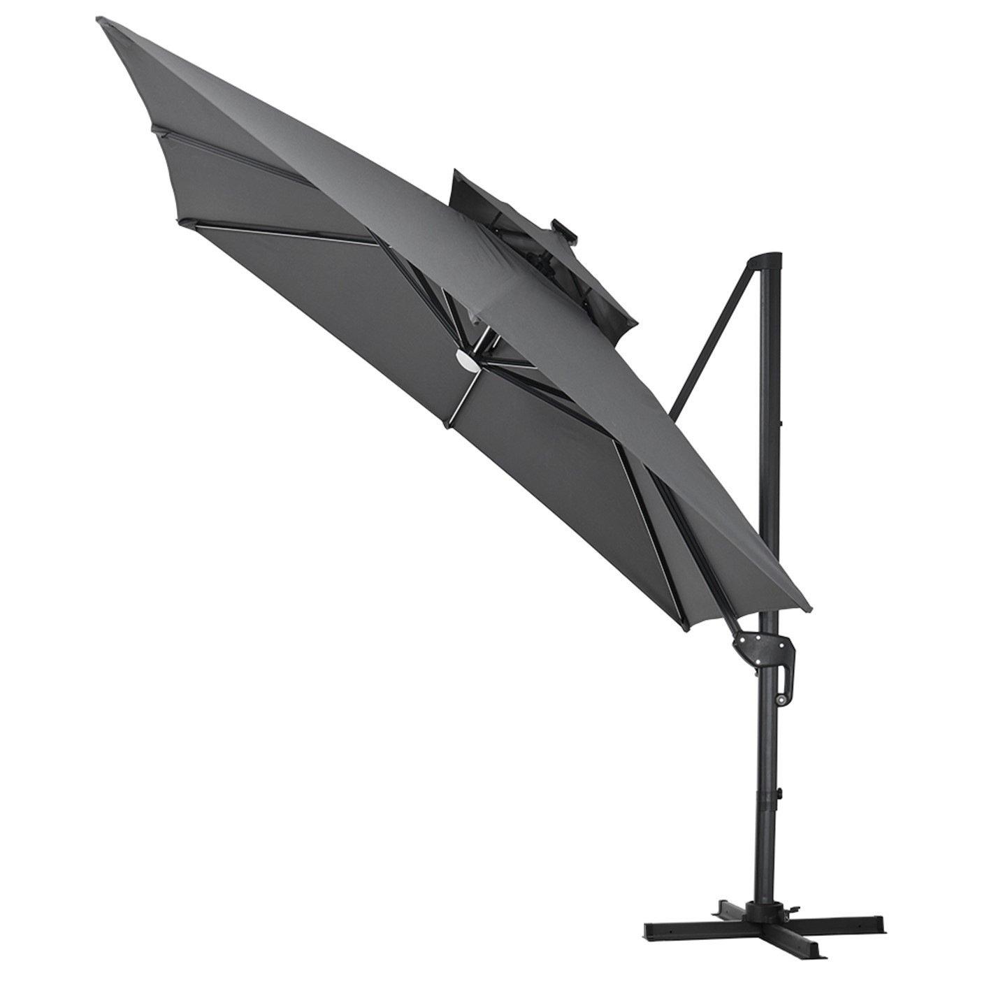 Grey - Breeins - 3x3M Outdoor LED Cantileever Parasol Dark Grey - 4