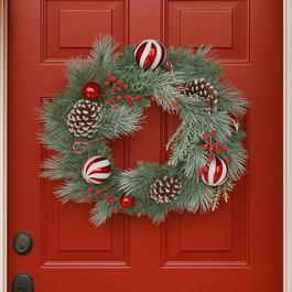 YouGarden Candy Cane Wreath Red / White Baubles & Canes