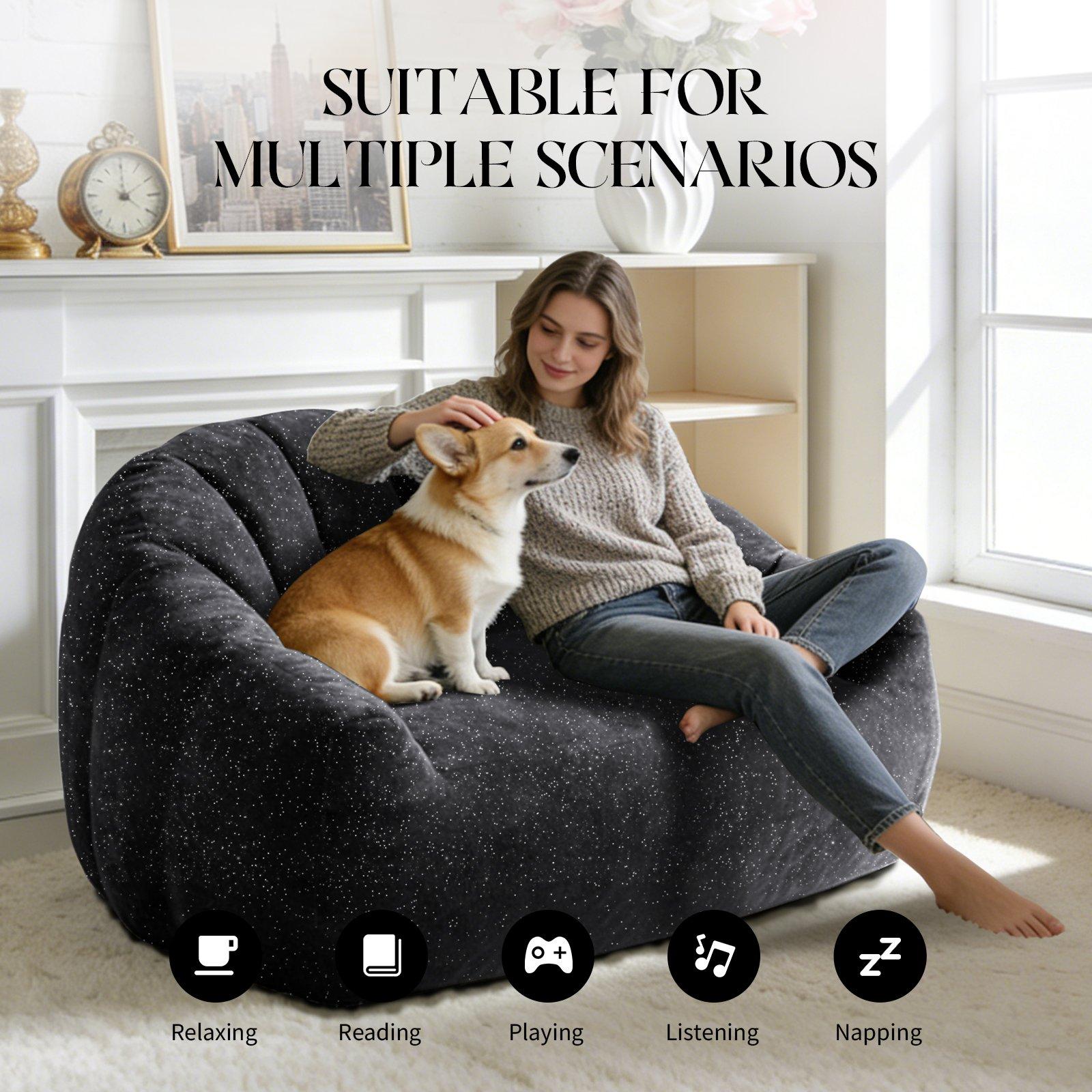 Black - Urban Meuble - SOFA Plush Bean Bag Lazy Couch - 7