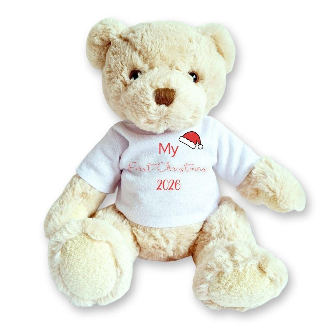 Cream - Aye Do Gifts - Teddy Bear - My First Christmas Santa Hat T-shirt - 1