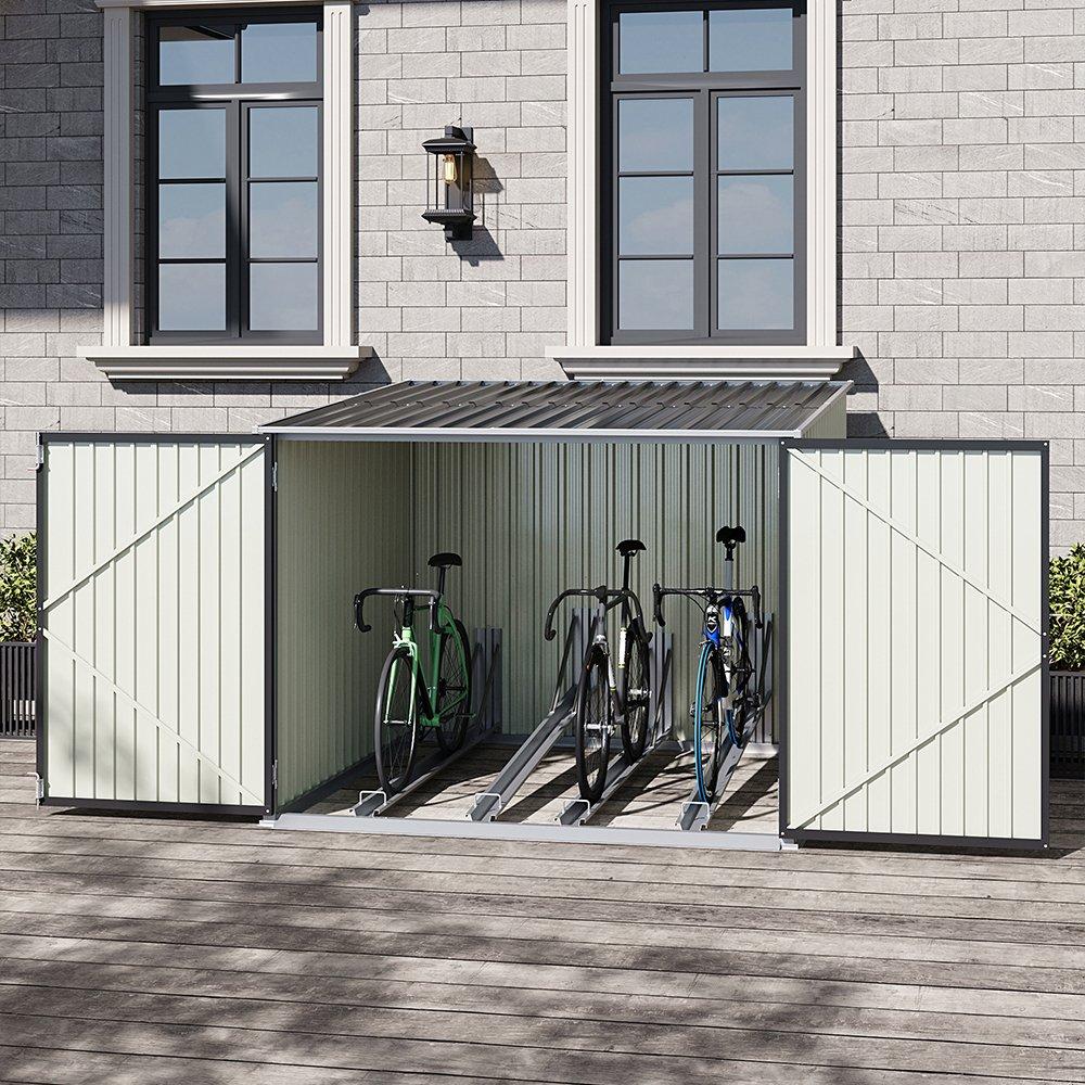 Black - Breeins - 6x6Fts Bicycle Storage Shed Charcoal Black - 2