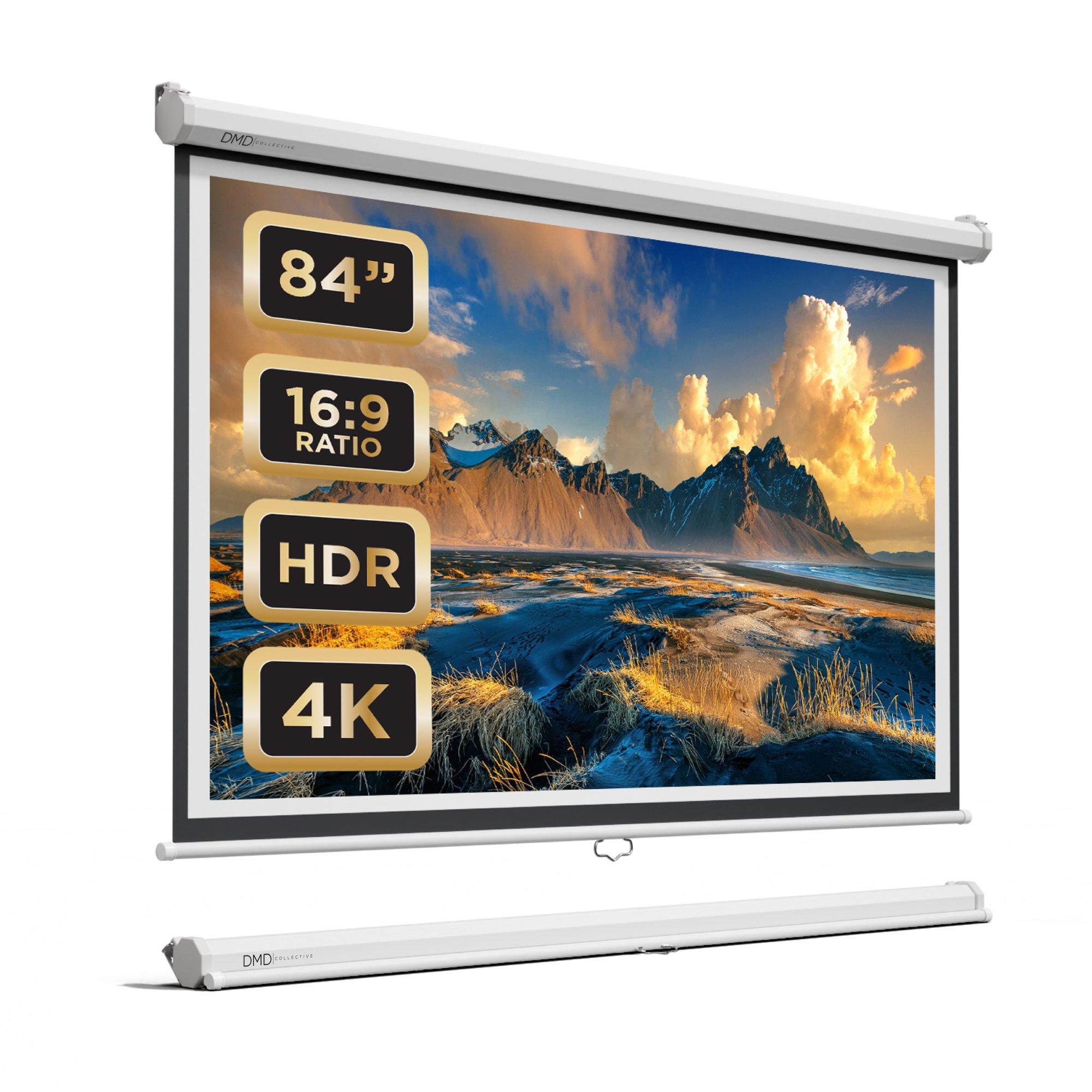 Dmd Collective  84 Manual Self Lock Screen 16:9 Aspect Ratio - White - 186cmW¿105
