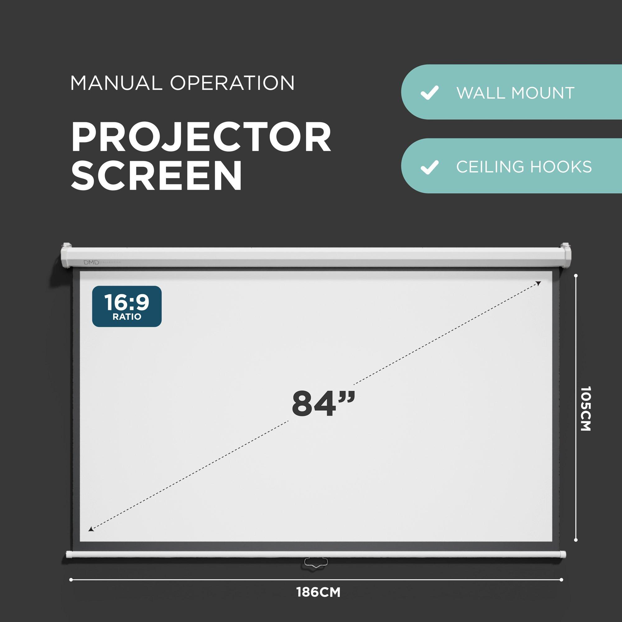 White - DMD Collective - 84 Manual Self Lock Screen 16:9 Aspect Ratio - 2