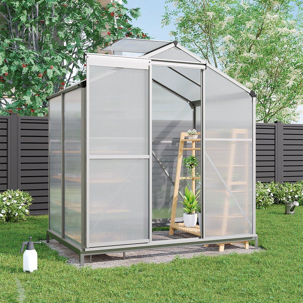 White - Breeins - Outdoor 6x4Fts Aluminium Greenhouse with Vent - 1