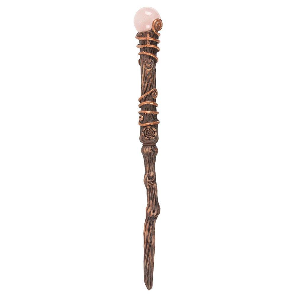 Brown - Something Different - Romance Rose Quartz Crystal Wand with Pouch - 2