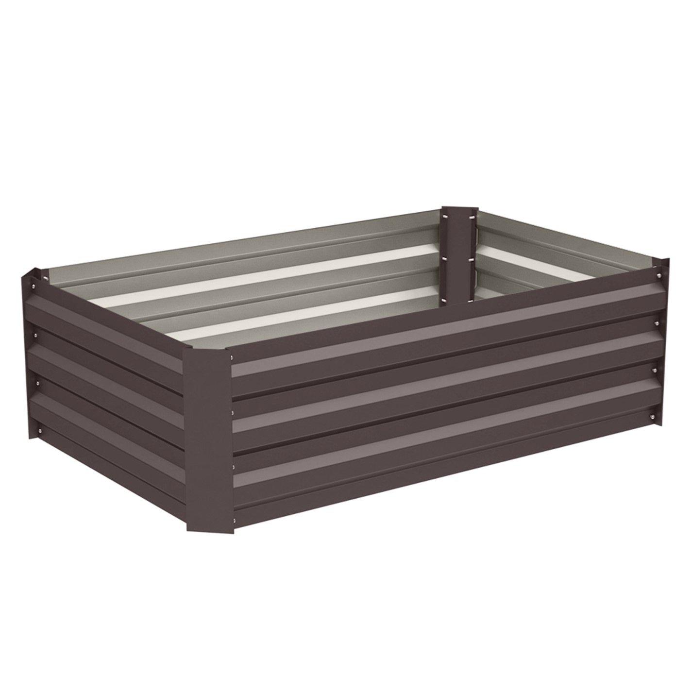 Brown - Breeins - Galvanized Steel Raised Garden Planter Box Brown - 2