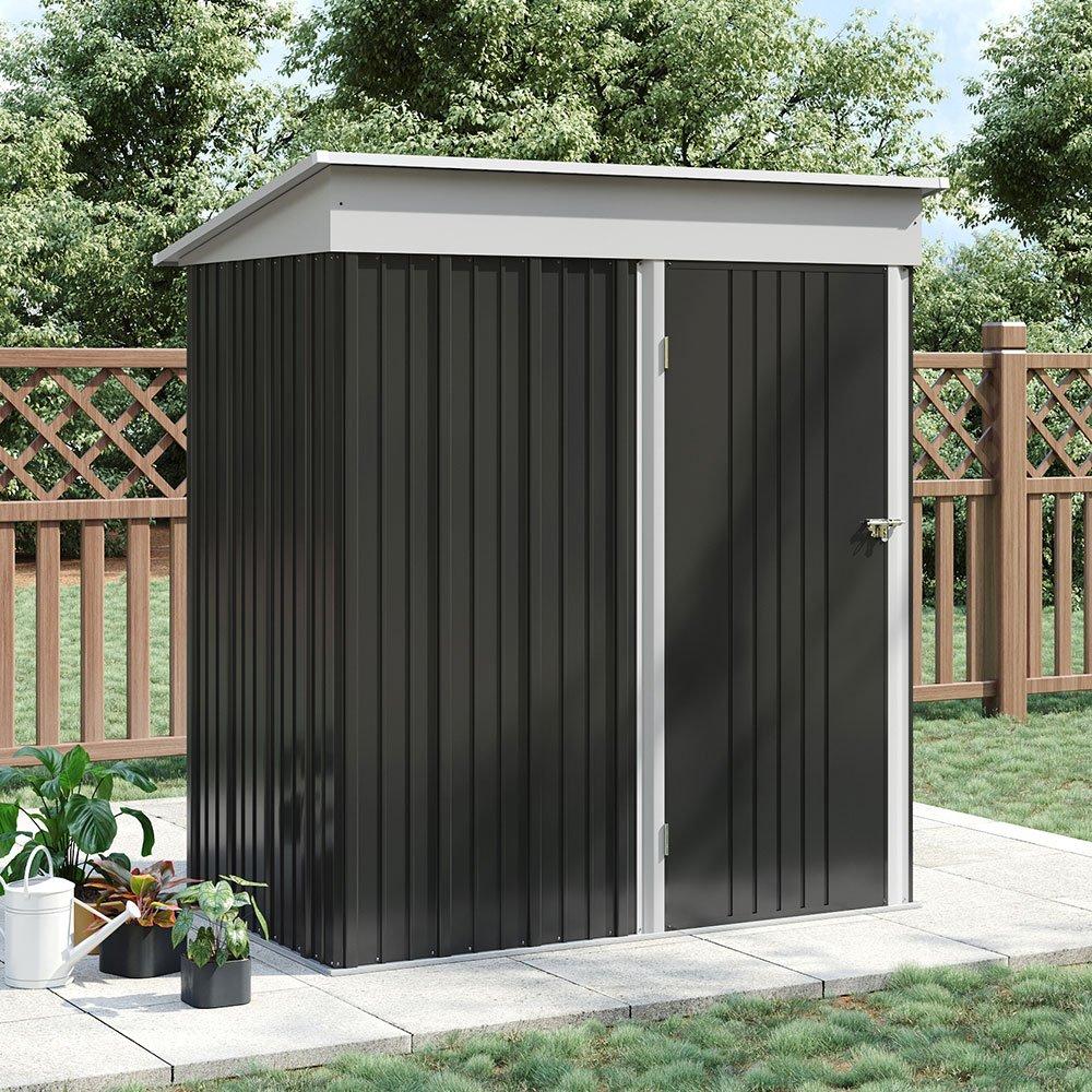 Breeins  3X5fts Metal Shed With Shelves Charcoal Black - Large