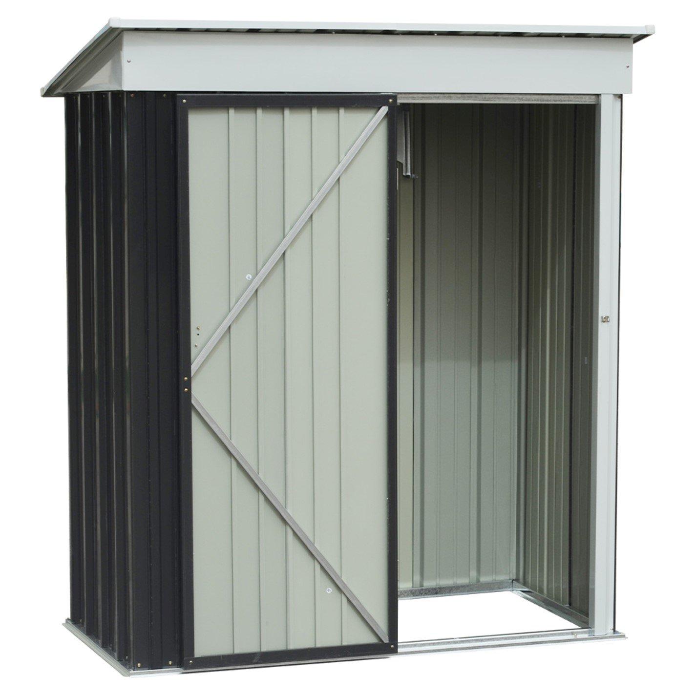 Black - Breeins - 3x5Fts Metal Shed with Shelves Charcoal Black - 3