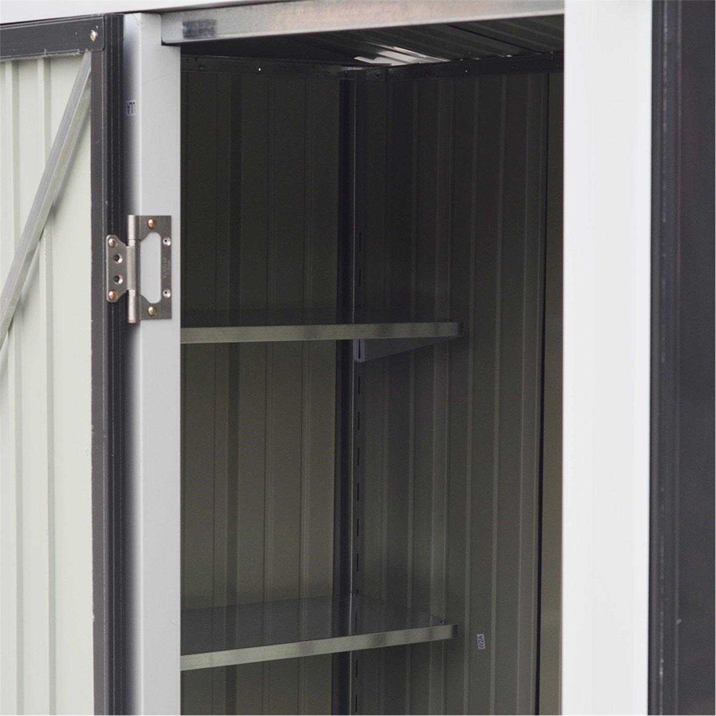 Black - Breeins - 3x5Fts Metal Shed with Shelves Charcoal Black - 4