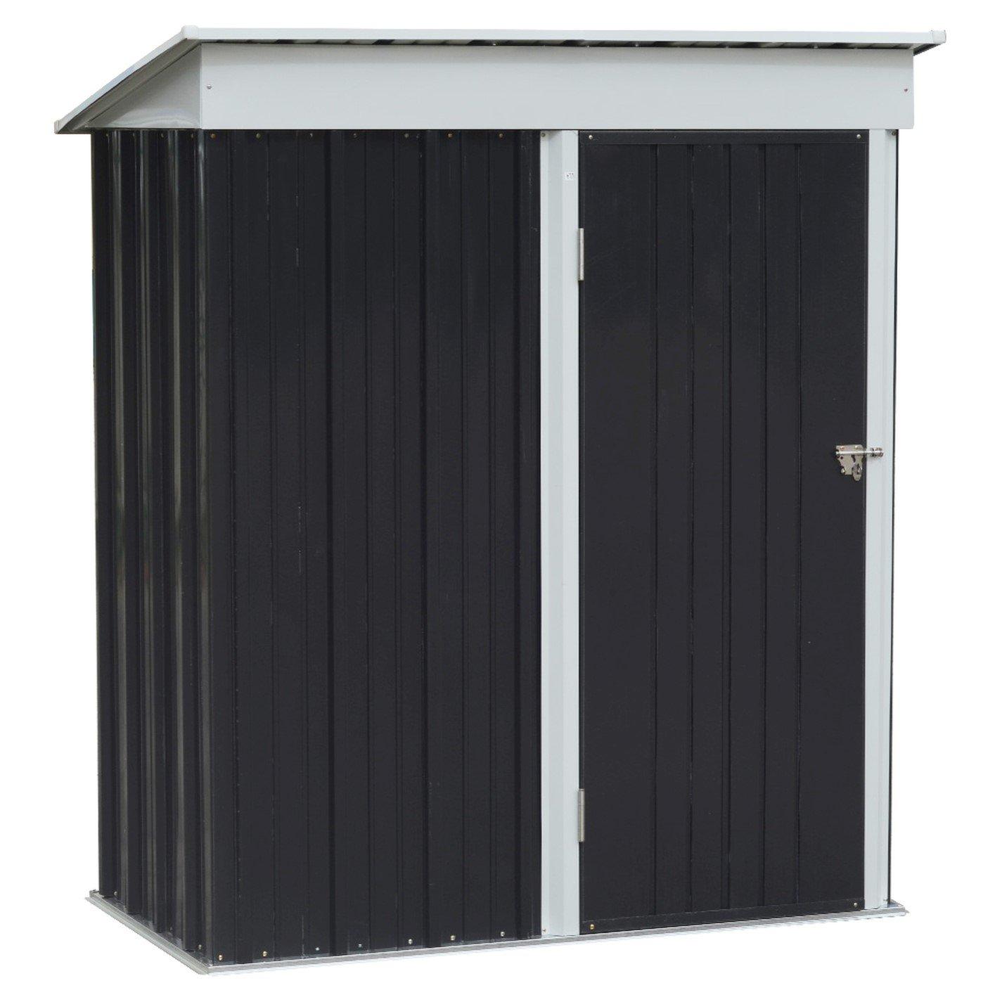 Black - Breeins - 3x5Fts Metal Shed with Shelves Charcoal Black - 5