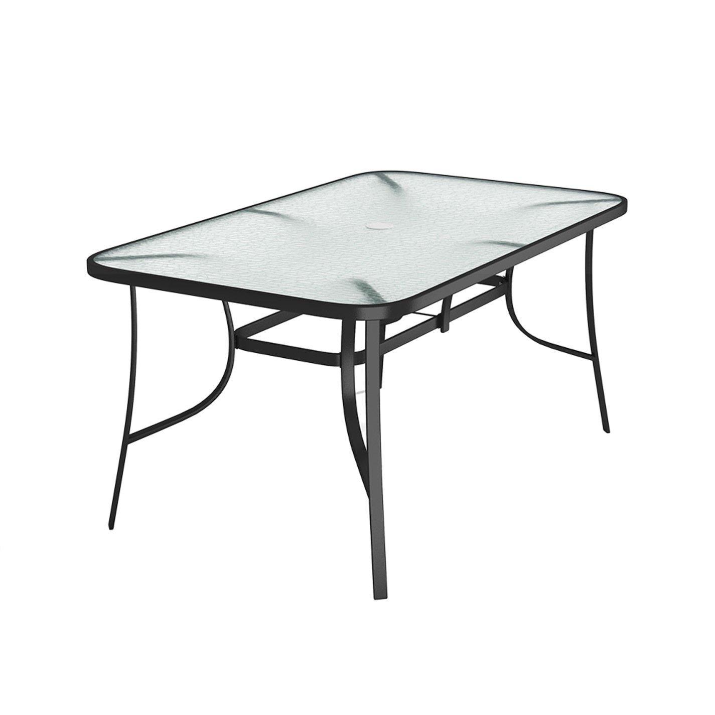 Black - Breeins - Tempered Glass Table with 4 Foldable Chairs - 6